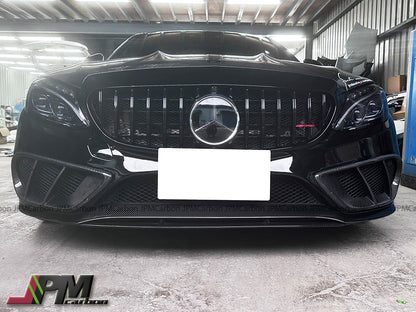 Carbon Fiber Front Bumper Vent Add-on Covers Fits For 2015-2018 Mercedes-Benz W205 Pre-facelift C-Class w/  AMG Sport Package (Copy)