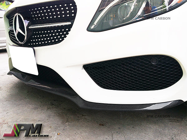 Carbon Fiber Front Bumper Add-on Cover Lip Fits For 2015-2018 Mercedes-Benz W205 Pre-facelift C-Class with AMG Sport Package Only