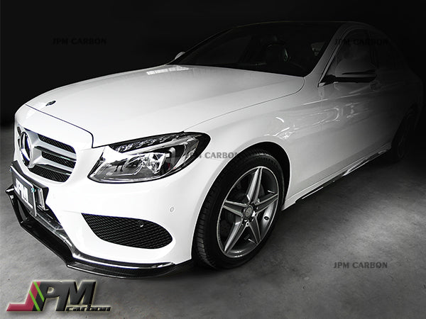 DP Style Carbon Fiber Front Bumper Add-on Cover Lip Fits For 2015-2018 Mercedes-Benz W205 Pre-facelift C-Class with AMG Sport Package Only