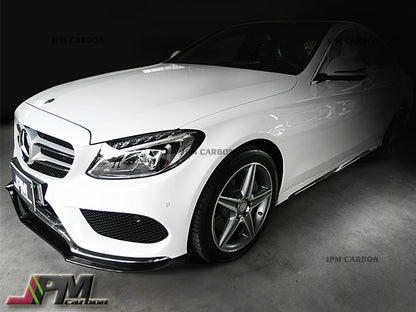 DP Style Carbon Fiber Front Bumper Add-on Cover Lip Fits For 2015-2018 Mercedes-Benz W205 Pre-facelift C-Class with AMG Sport Package Only