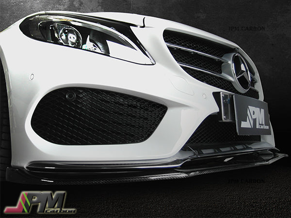 DP Style Carbon Fiber Front Bumper Add-on Cover Lip Fits For 2015-2018 Mercedes-Benz W205 Pre-facelift C-Class with AMG Sport Package Only
