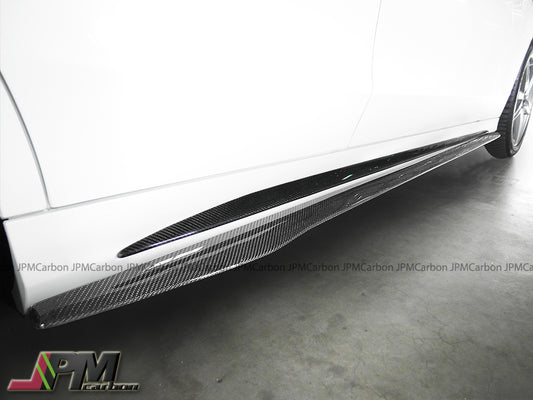 R1 Style Carbon Fiber Side Skirt Add-on Lips for Fits For 2015-2020 Mercedes-Benz W205 C-Class with AMG Sport Package & C63 AMG Only