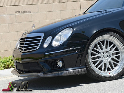 CS Style Carbon Fiber Front Bumper Lip + Diffuser + Rear Splitter Lip Fits For 2006-2009 Mercedes-Benz W211 E63 AMG Only