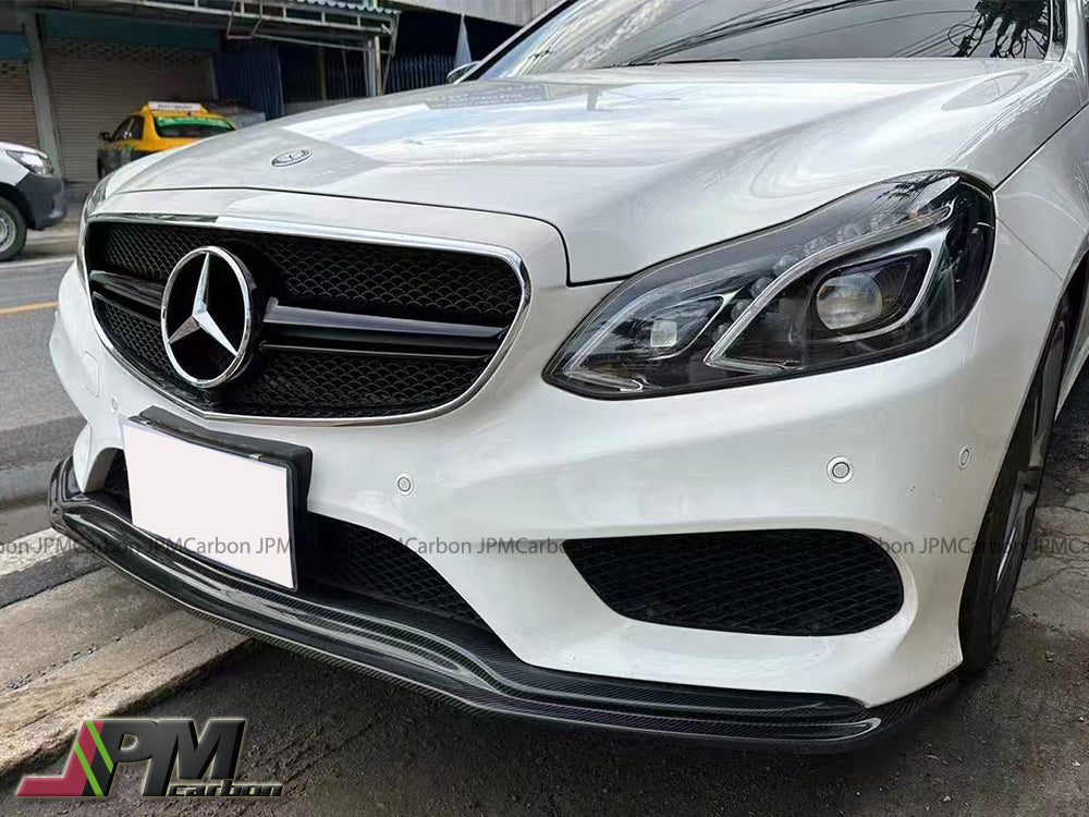 DP2 Style Carbon Fiber Front Bumper Add-on Lip Fits For 2014-2016 Mercedes-Benz W212 Facelift E-Class Sedan with AMG Sport Package Only