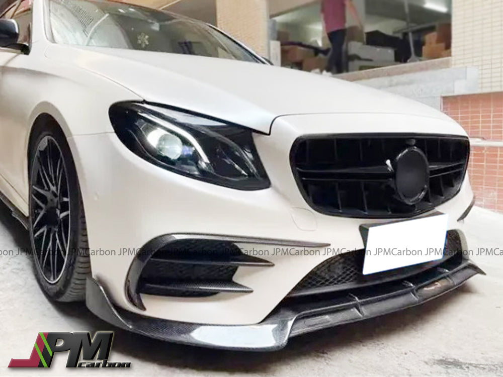 B Style Carbon Fiber Front Bumper Add-on Lip Fits For 2017-2020 Mercedes-Benz W213 Pre-Facelift E-Class Sedan with AMG Sport Package Only