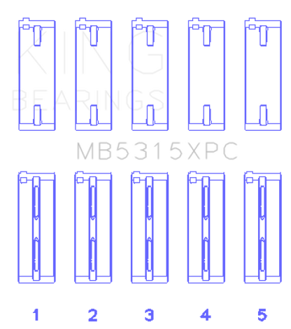 King Engine Bearings Mitsubishi 4G63/4G64 Coated Performance Main Bearing Set - Size STD
