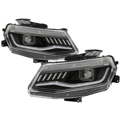 Spyder Chevy Camaro 16-18 Halogen Model Projector Headlights Black PRO-YD-CCAM16HALSI-SEQ-BK 5087331