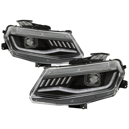Spyder Chevy Camaro 16-18 Halogen Model Projector Headlights Black PRO-YD-CCAM16HALSI-SEQ-BK 5087331