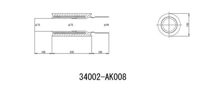 HKS Universal Ex H/M Sus 130-75 (Moq: 8Pcs)