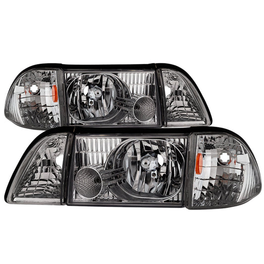 SPYDER xTune Ford Mustang 87-93 OEM style Headlights 6pcs Amber - Chrome HD-JH-FM87-6PC-AM-C 9035272