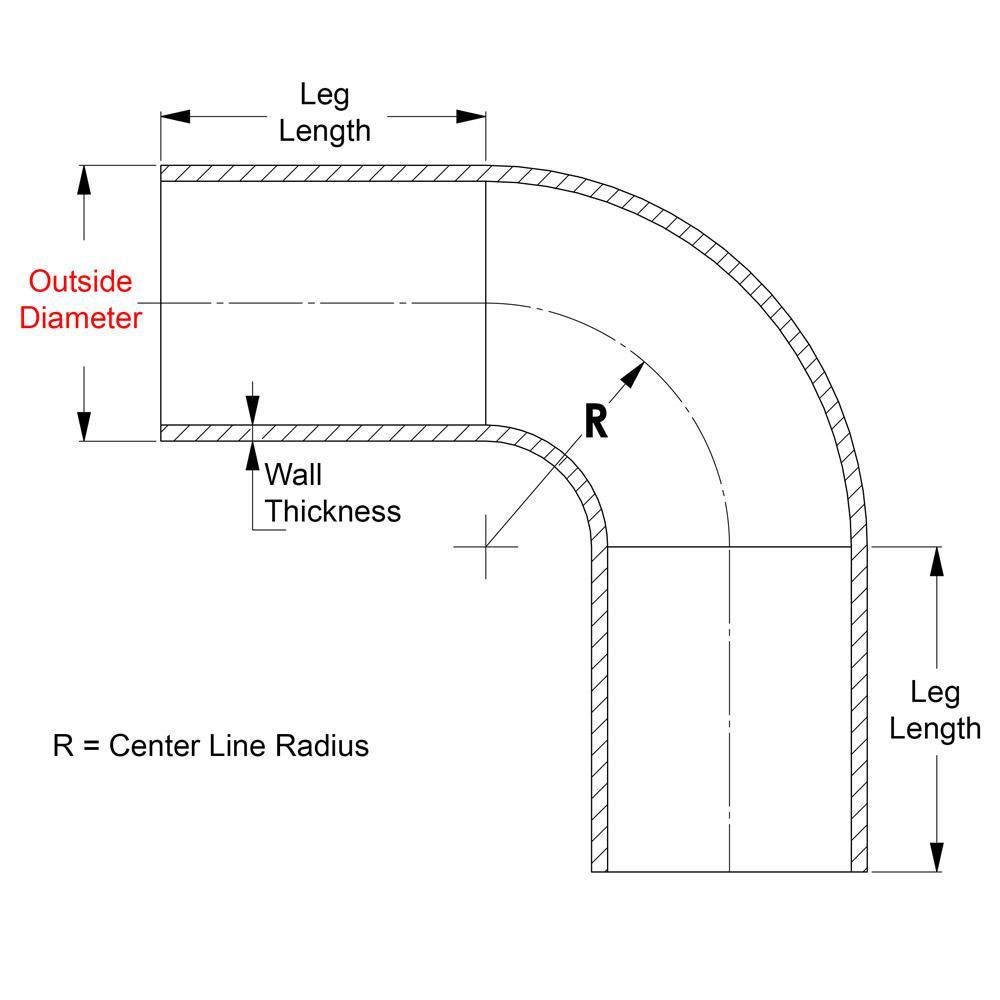 HPS Performance Products HPS 2-3/4" OD 90 Degree Bend 6061 Aluminum Elbow Pipe Tubing 16 Gauge, Mandrel Bent, Mill Finish