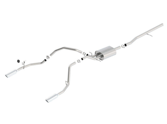 Borla 14 Silv/Sierra 1500 C/B S-Type Exh/2.75in Into Dual 2.25in Out 4in Tip Split Rear Exit 140536