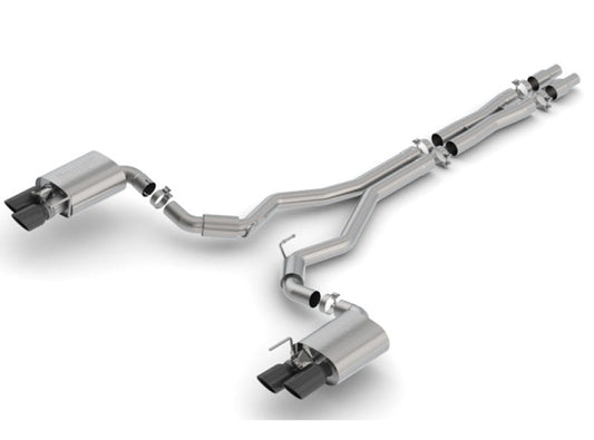 Borla 2018 Ford Mustang GT 5.0L AT/MT 3in S-Type Catback Exhaust Black Chrome Tips w/ Valves 140742BC