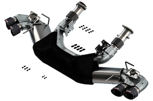 Borla 2020 Chevrolet Corvette C8 6.2L S-Type Exhaust System Dual Round Angle Cut Carbon Fiber Tips 140838CF