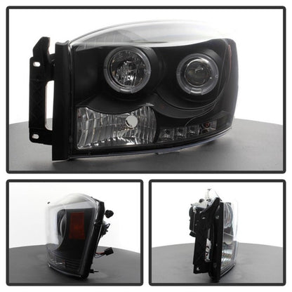 Spyder Dodge Ram 1500 06-08/Ram 2500 06-09 Projector Headlights LED Halo LED Blk PRO-YD-DR06-HL-BK 5010001