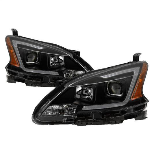 SPYDER xTune 13-15 Nissan Sentra DRL LED Light Bar Proj Halogen Headlights - Blk Smoke (PRO-JH-NS13-LB-BSM) 9042973