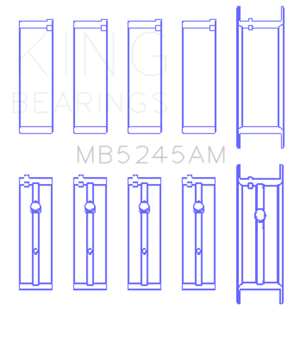King 91-04 Nissan 146CI/2.4L KA24DE L4/89-97 146CI/2.4L KA24E L4  Main Bearing Set - Size +0.25mm