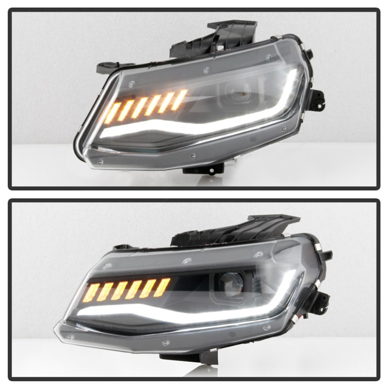 Spyder Chevy Camaro 16-18 Halogen Model Projector Headlights Black PRO-YD-CCAM16HALSI-SEQ-BK 5087331