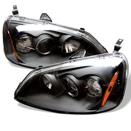 Spyder Honda Civic 01-03 2/4DR Projector Headlights - LED Halo Amber Reflector Blk PRO-YD-HC01-AM-BK 5010759