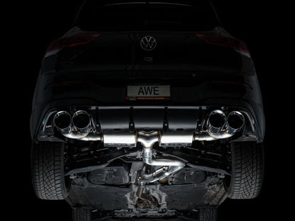 AWE MK8 Volkswagen Golf R 3in Touring Edition Quad Exhaust - Chrome Silver Tips