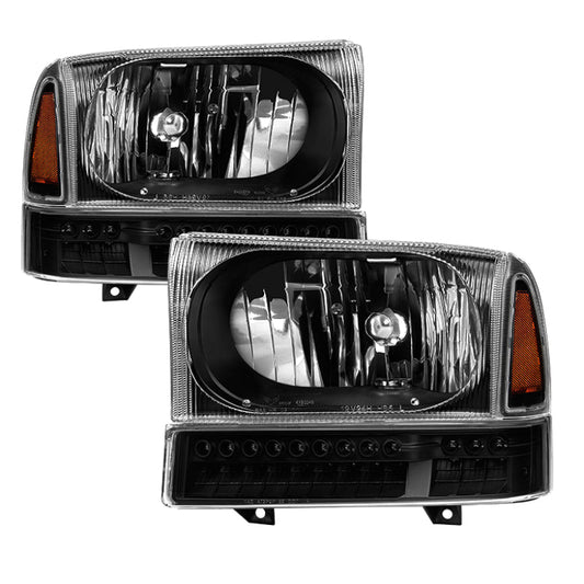 SPYDER xTune Ford F250 F350 Superduty Excursion 99-04 OEM Style Headlights - Black HD-JH-FF25099-SET-LED-BK 9035210