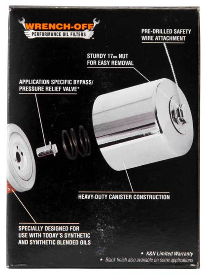 K&N Harley-Davidson 3in OD x 4.063in H Chrome Oil Filter