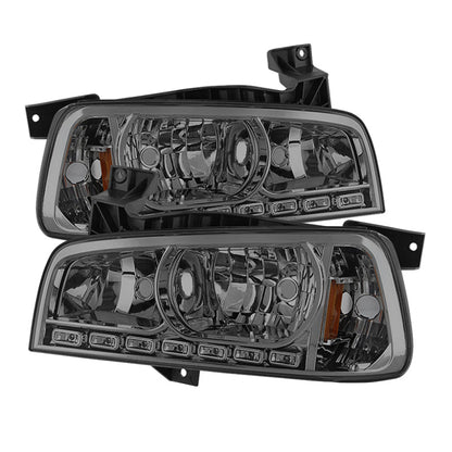 SPYDER Xtune Dodge Charger 06-10 1Pc LED Crystal Headlights Smoke HD-ON-DCH05-1PC-LED-SM 5017642