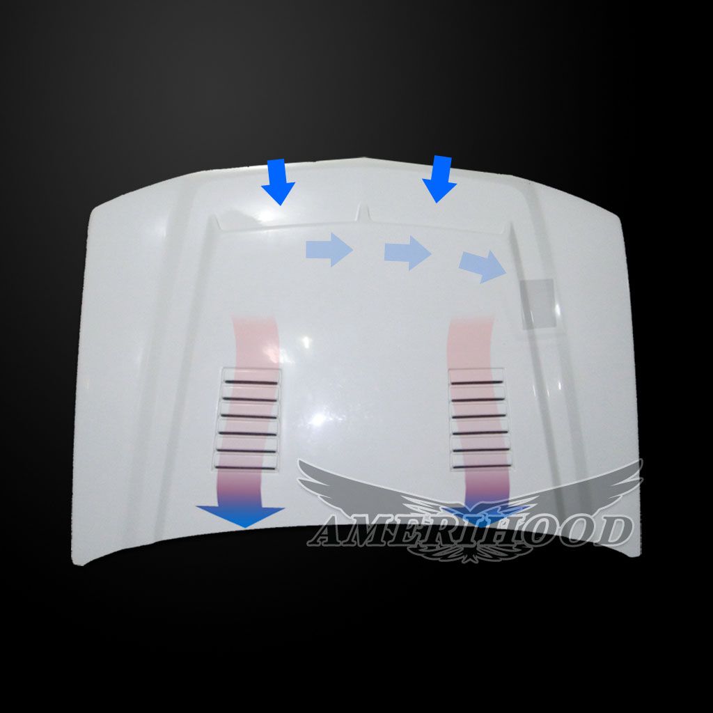 AmeriHood - Chevrolet Silverado 1500HD 2005-2007 Type-E Style Functional Heat Extractor Ram Air Hood