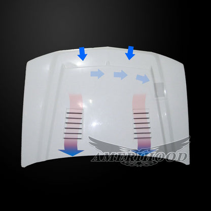 AmeriHood - Chevrolet Silverado 1500HD 2005-2007 Type-E Style Functional Heat Extractor Ram Air Hood