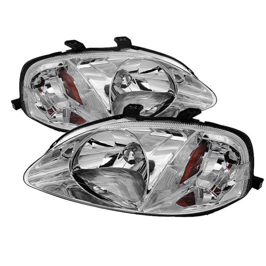 SPYDER Xtune Honda Civic 99-00 Amber Crystal Headlights Chrome HD-JH-HC99-AM-C 5070302