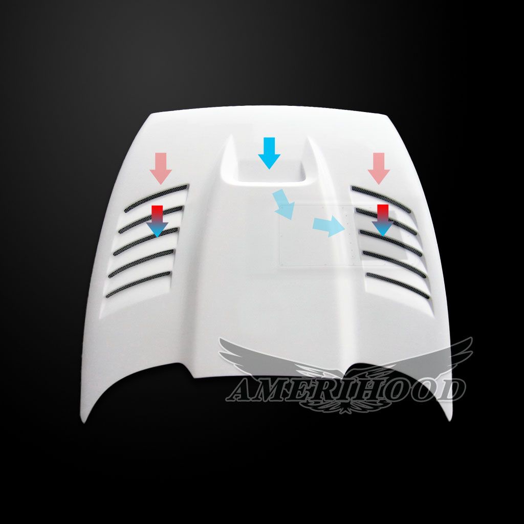 AmeriHood - Dodge Dakota 1997-2004 SSK Style Functional Heat Extractor Ram Air Hood