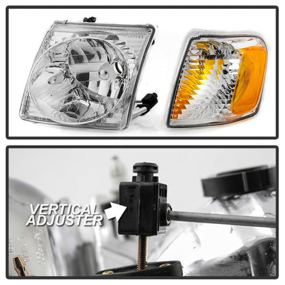 SPYDER xTune 01-03 Ford Explorer Sport 4pc OEM Style Headlights w/Corners - Chrome (HD-JH-FEXP01-ST-C) 9042621