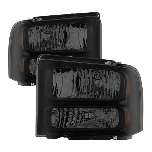 SPYDER Xtune Ford F250 F350 F450 Superduty Excursion 99-04 Headlights Black Smoked HD-JH-FF25099-HA-BSM 9033001