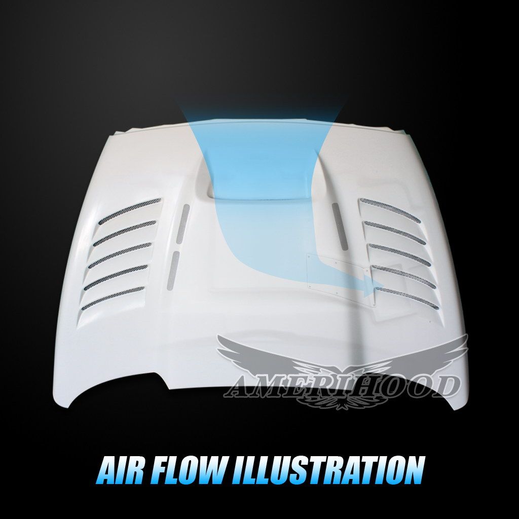 AmeriHood - Dodge Ram 1500 2002-2008 Type-SSK Style Functional Heat Extractor Ram Air Hood