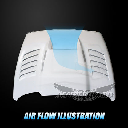 AmeriHood - Dodge Ram 1500 2002-2008 Type-SSK Style Functional Heat Extractor Ram Air Hood