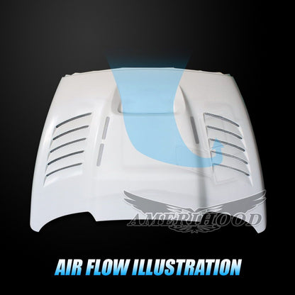 AmeriHood - Dodge Ram 3500 2003-2009 Type-SSK Style Functional Heat Extractor Ram Air Hood