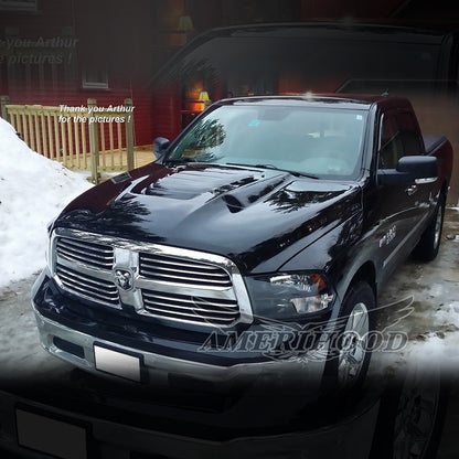 AmeriHood - Dodge Ram 1500 Classic 2019-2024 Type-TS Style Functional Heat Extractor Ram Air Hood