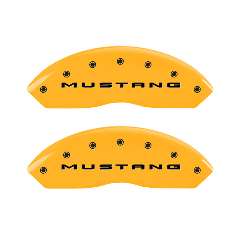 MGP 4 Caliper Covers Engraved Front 2015/Mustang Engraved Rear 2015/Bar & Pony ylw finish black ch