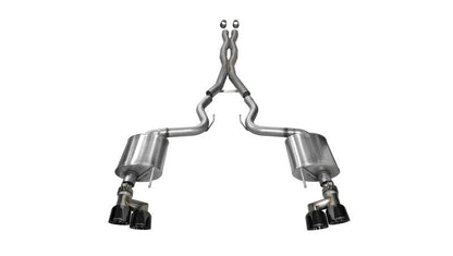 Corsa Performance 15-16 Ford Mustang GT 5.0 3in Cat Back Exhaust Black Quad Tips (Sport)