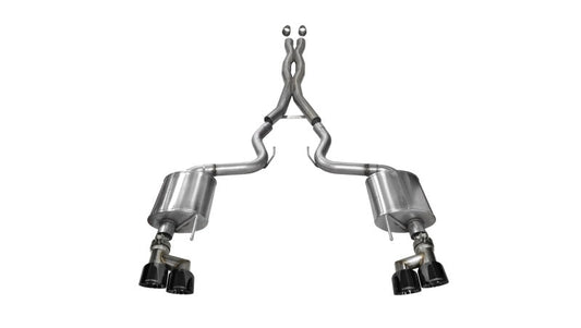 Corsa Performance 15-16 Ford Mustang GT 5.0 3in Cat Back Exhaust Black Quad Tips (Sport)