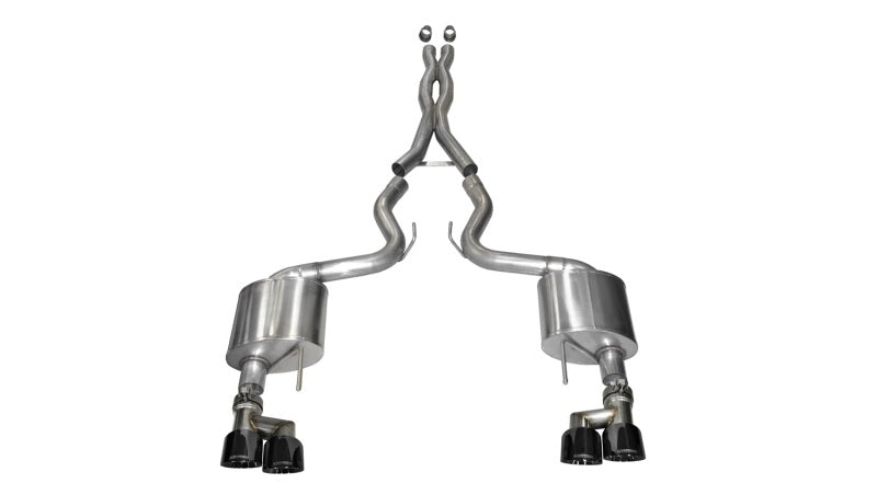 Corsa Performance Cat Back Exhaust Polish Quad Tips for 15-16 Ford Mustang GT 5.0 3in