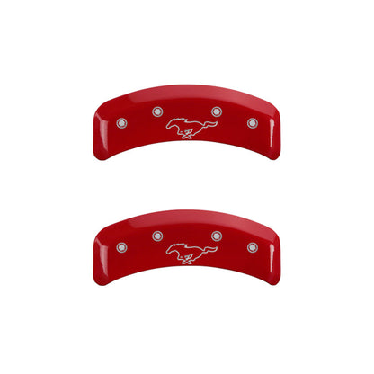 MGP 4 Caliper Covers Engraved Front Mustang Engraved Rear Pony Red finish silver ch
