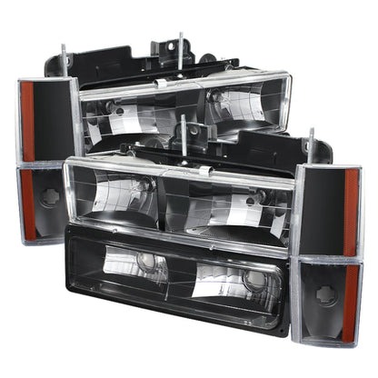 SPYDER Xtune GMC Yukon 92-93 Crystal Headlights w/ Corner & Bumper Black HD-JH-GMCCK88-AM-BK-SET 5073518