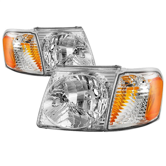 SPYDER xTune 01-03 Ford Explorer Sport 4pc OEM Style Headlights w/Corners - Chrome (HD-JH-FEXP01-ST-C) 9042621