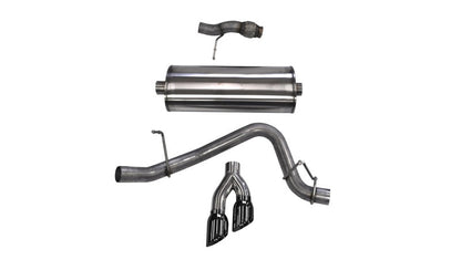 Corsa Performance Cat Back Exhaust, Sport, 3in, Single Side Twin Black 4in Tips, 2015