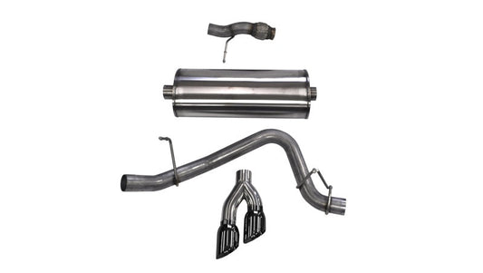 Corsa Performance Cat Back Exhaust, Sport, 3in, Single Side Twin Black 4in Tips, 2015