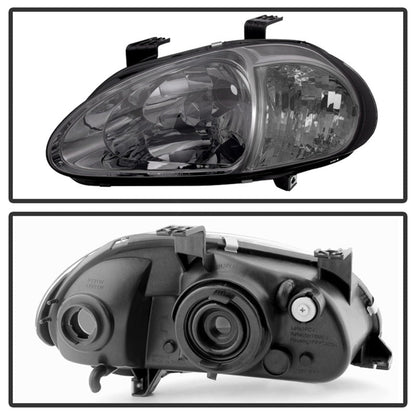 xTune Honda Del Sol 93-97 1Pc Crystal Headlights Smoke HD-ON-HDEL93-1P-SM