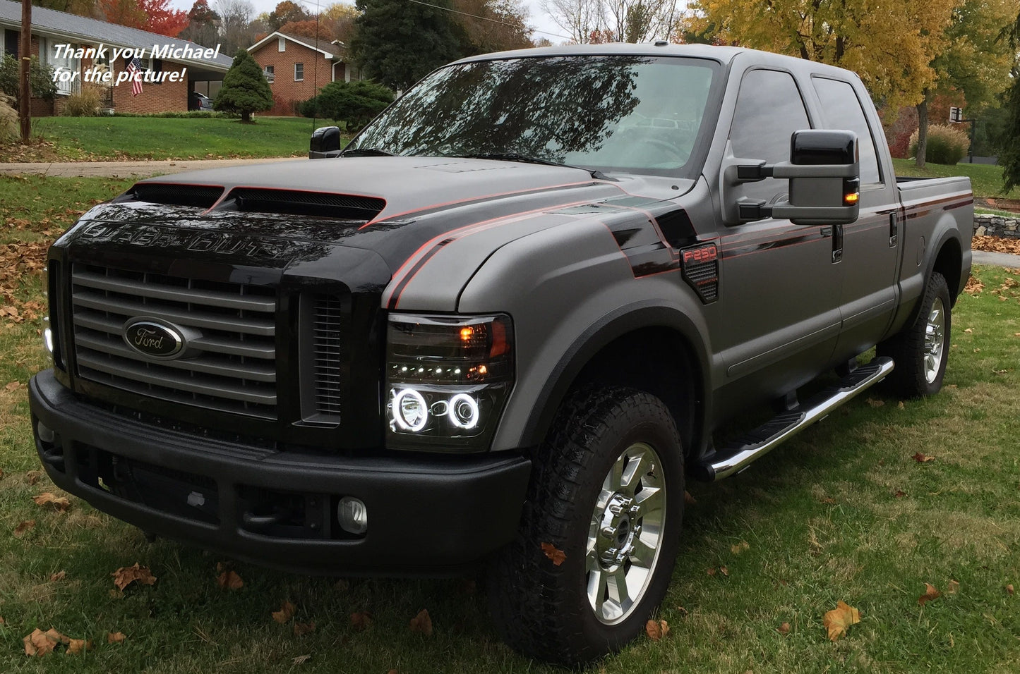 AmeriHood - Ford F-450 2008-2010 Type-E Style Functional Heat Extraction Ram Air Hood