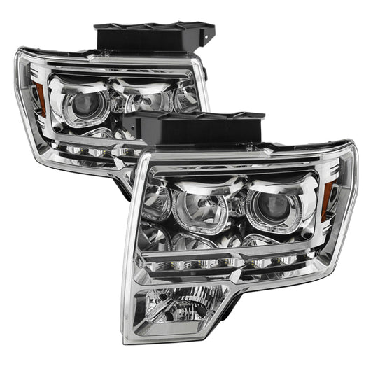 SPYDER Xtune Ford F150 09-14 Projector Headlights Halogen Model Only LED Halo Chrome PRO-JH-FF15009-CFB-C 9032240