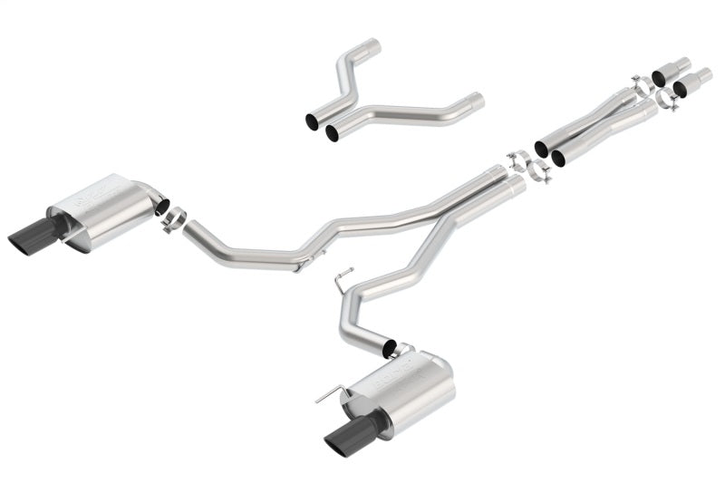 Borla Atak Cat-Back 15-17 Ford Mustang GT 5.0L V8 MT/AT 3in pipe 4in Black Chrome Tips 140630BC